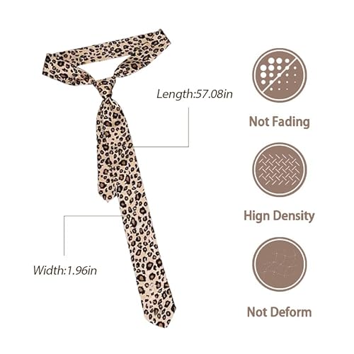 image for Tofwaol Leopard Print Ties for Men Fashion Mens Silk Ties Brown Leopar
