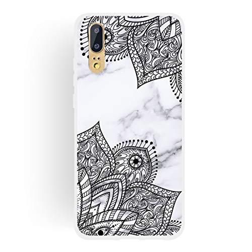 Pantalla del móvil LJJ Diagonal Encaje Caja Mate de TPU mármol Teléfono Semitransparente for Huawei P20 Lite/Nova 3e