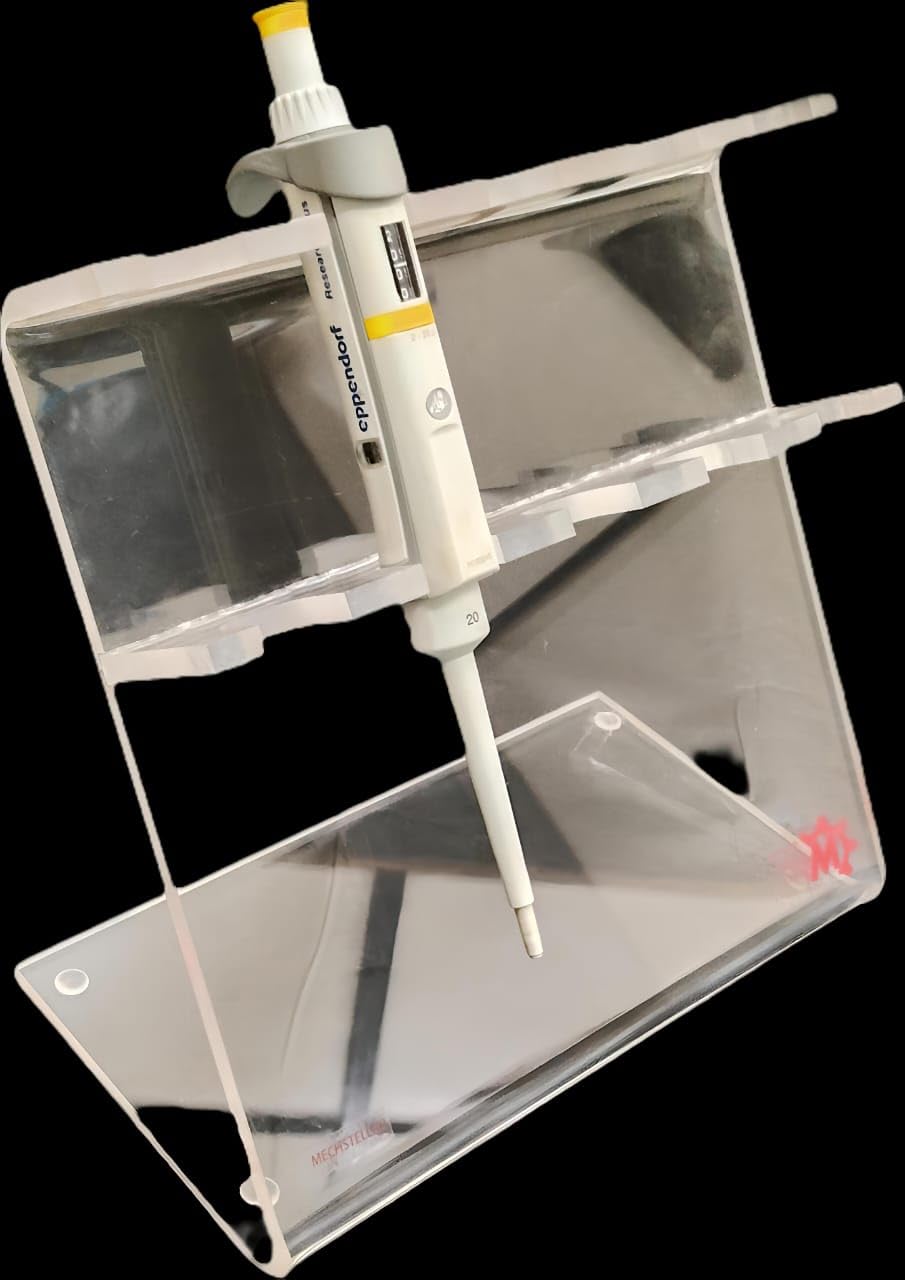 Mechstellar Micropipette Stand (8 mm thickness)/Z Shape Acrylic, Capacity to hold 5 Pipettes/Chemical Laboratory/Industrial & Scientific Equipments/Chemistry Labs Equipments Stand-image-17