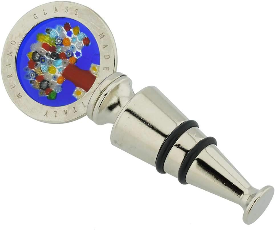 Glass Of Venice Murano Glass Millefiori Round Bottle Stopper - Tree of Life