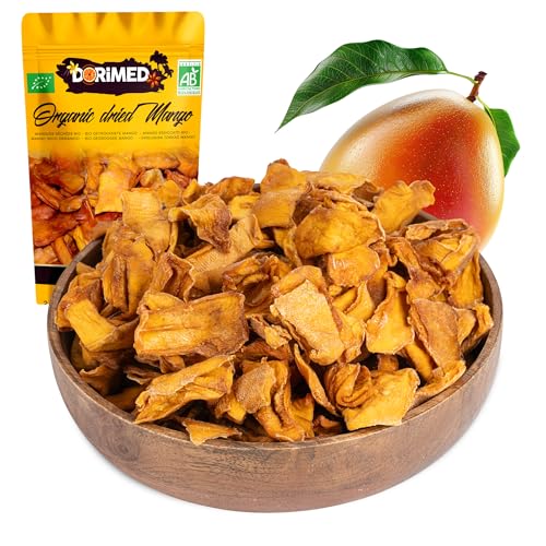 Mango getrocknet ungezuckert | 1Kg Mangostücke natürlichen Ursprungs | roh und ungeschwefelt | gesüßte Trockenfrüchte ohne Zusatzstoffe | hohe Ballaststoffe | Dorimed