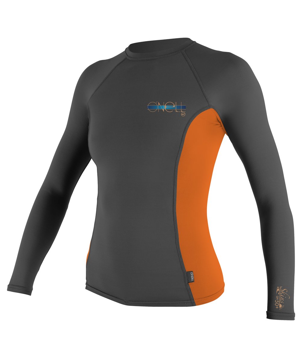 O'Neill Women's Premium Skins UPF 50+ Long Sleeve Rash Guard, Graphite/Papaya, XX-Small โ image 1