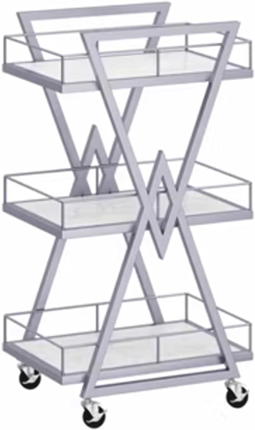 Salon Trolley Metal 3-Tier Beauty Cart – Utility Manicure Storage Organizer with Hollowed Out Design Mobile Spa for Salons, Spas, and Dentistry Studios(Silver)