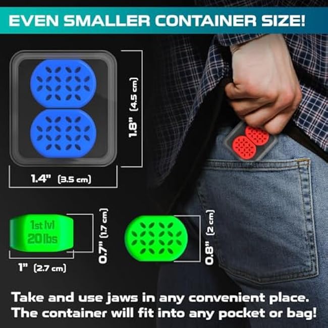 Jaw Exerciser for Men and Women - 2 pcs Powerful Jaw Trainer - Beginner 20 lb - Double Chin Reducer Eliminator - Silicone Toner Tablets - Face Neck Shaper and Strengthener Chewing Gum