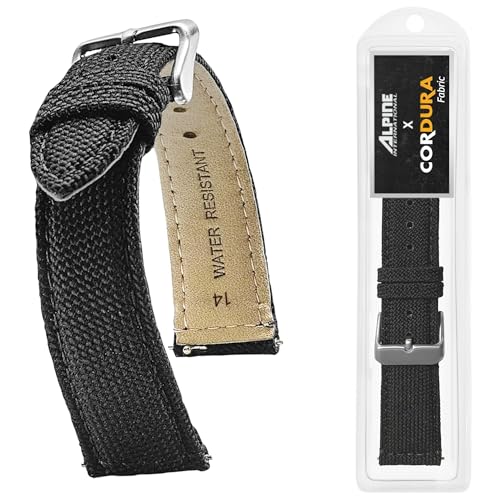 Image of Alpine Cordura Fabric Watch Band - Quick Release Replacement Watch Bands - Water Resistant Back Lining Leather Strap - Watch Bands for Women & Men - Compatible with Regular & Smart Watch Bands