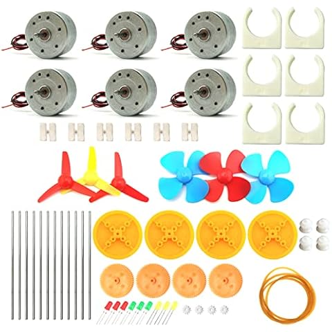 EUDAX 6 Set Mini Generator Motors 3V-12V DC Motor Electric Motor with Propellers Fan Leaf for DIY Electronic Toys Wind Turbine Hand Cranked Power Model School Project Educational Physics Experiment Cover