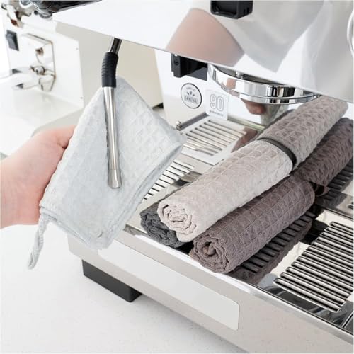 watchget Barista Microfiber Cloths - 4 Pack (12'x12') Professional Cleaning Towels for Espresso Machines, Steam Wands & Countertops Essential Coffee Bar Accessories
