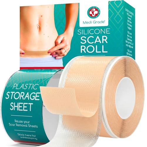Image of Medi Grade Lerfot Silicone Scar Sheets - 1.6X60 inch For Softening And Flattening Scars, Acne, C-Section, Painless Removal, Reusable, Washable