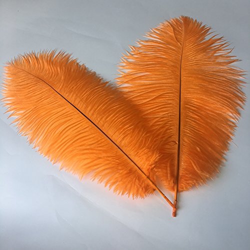 Sowder 14-16inch(35-40cm) Ostrich Feathers Plume for Wedding Centerpieces Home Decoration Pack of 10pcs(orange) - Image 2