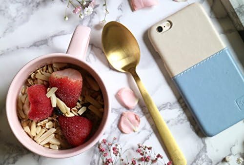 SOFRANCISCO SOF Case High End Modern Handcrafted Italian Leather Protective iPhone 7/iPhone 8 Case (Light Blue)