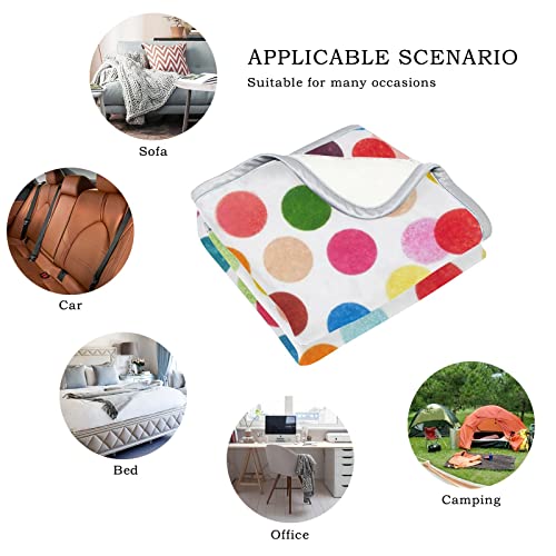 Colourlife Soft Microfiber Bed Blanket Colorful Polka Dot Throw Cozy Warm Flannel Fleece Blanket For Kids Women Bed Sofa Couch Beach 50X60 Inches #TOP1
