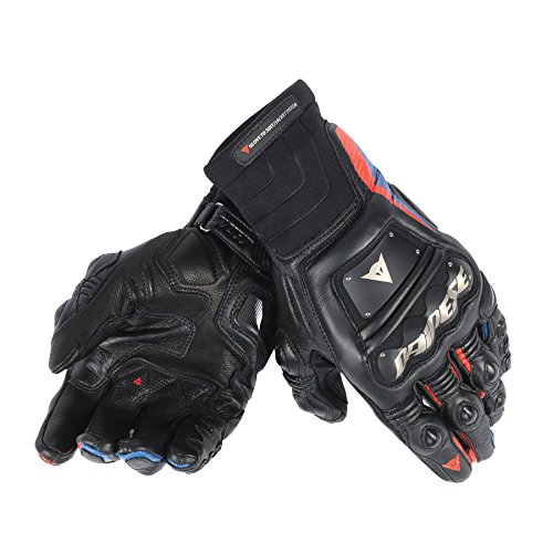Dainese Race Pro In Mens Leather Gloves Black/Fluo Red/Blue XS