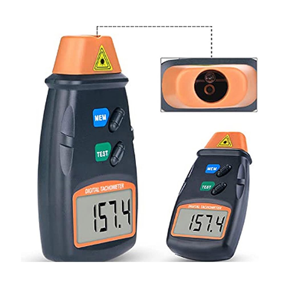 ThreeH Tachimetro digitale senza contatto LCD Foto Tachimetro portatile Tester RPM Misuratore di velocità del motore per ruote motore tornio elettrico ventilatore, batterie incluse