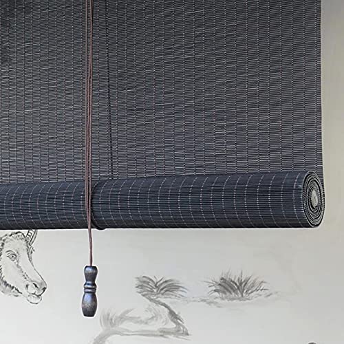 Natürliche Bambus-Rollo Raffrollo,Retro Bambusrollo Jalousine,45-140cm...