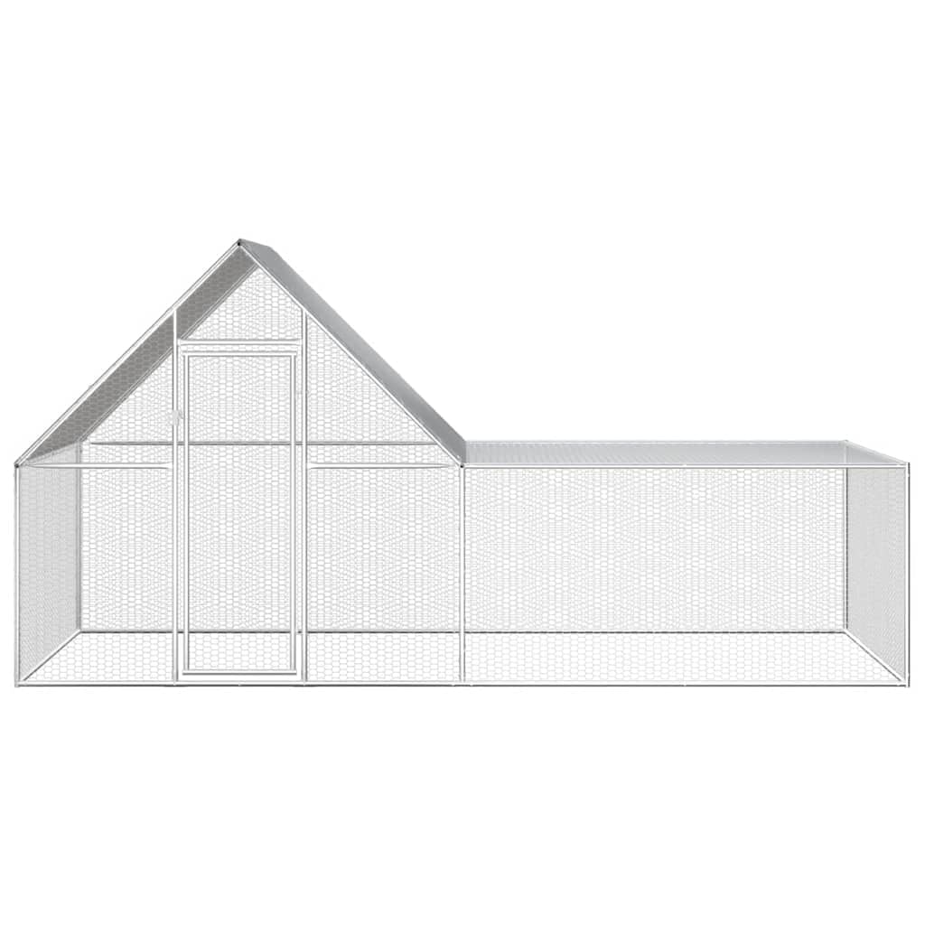 Gallinero de 4 x 2 x 2 m transitable – Gran cercado de acero galvanizado con techo y puerta con cerradura, cercado para aves de corral para pollos, patos y gansos