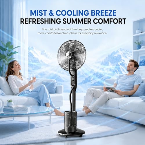 Ventilateur brumisateur oscillant avec télécommande 3 vitesses - 4
