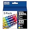 222XL – Paquete de 5 cartuchos de tinta remanufacturados para Epson 222XL, color negro y color estándar para impresora Workforce WF-2960 Expression XP-5200 (2 negros, 1 cian, 1 magenta, 1 amarillo)