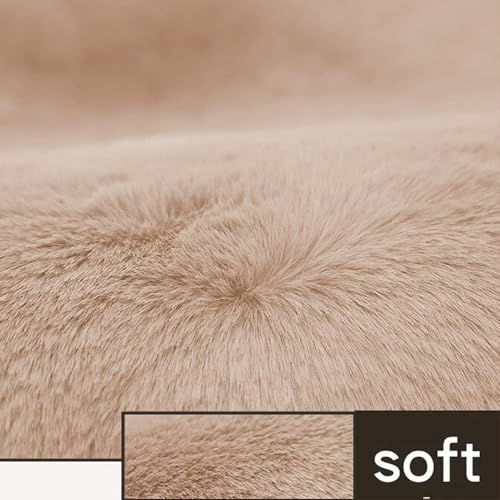 Image of Floor Rug Rabbit Fur 2000 GSM Living Room Mats Anti Skid Water Absorbent Easy Machine Washable Rectangular Rug for Bedroom|Floor| Size 5x7 Feet (150x210 Cm) Beige