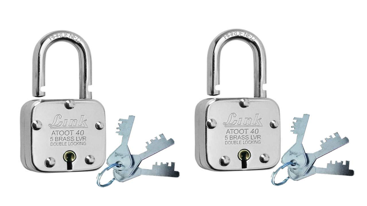 Link ATOOT_40 Double Locking 40mm Steel Lock with Hardened Shackle & Brass Lever (Pack of 2)-image-33