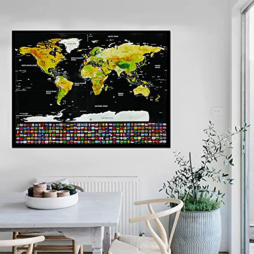 DAYONG Scratch Off World Map, 82x60CM Travel Poster With Scratcher and Brush, Wall Art Gift for Outdoor Enthusiasts