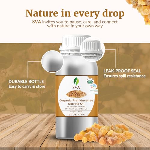 Image of SVA Organic Frankincense Essential Oil, Large Size, 16 Fl Oz (473 ml) | Frankincense Oil for Diffuser, Humidifier, Skin, Body, Perfume, Home Fragrance, Incense, Bath, Soap, Candle & DIY Projects