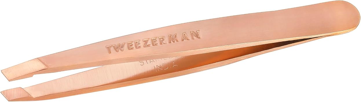 Tweezerman Stainless Steel Mini Slant Tweezer, Rose Gold
