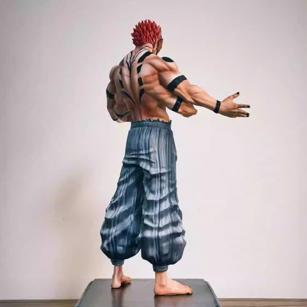 JJK Ryomen Sukuna Figurine Anime Debout Statue, 30 cm Quatre Mains Combat Ver Ryomen Sukuna Figurine Collection PVC Modèle Décoration Cadeau