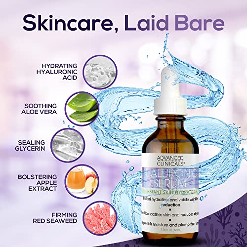 Advanced Clinicals Hyaluronic Acid Face Serum Skin Care Facial Moisturizer To Restore Skin, Anti Aging Serum For Face, Wrinkles, Dark Spots, Fine Lines, & Dry Skin, 1.75 Fl Oz #TOP7