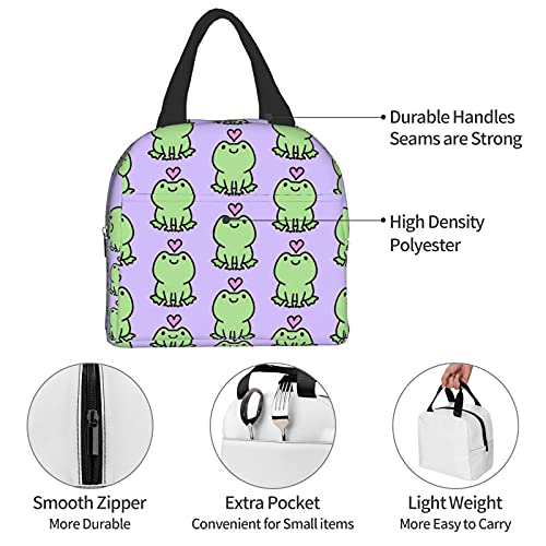 Vdcucc Vdcucc Kawaii Frog Love Lunch Box Reusable Lunch Bag Food Container For Women Men Adults Work Travel Picnic #TOP6