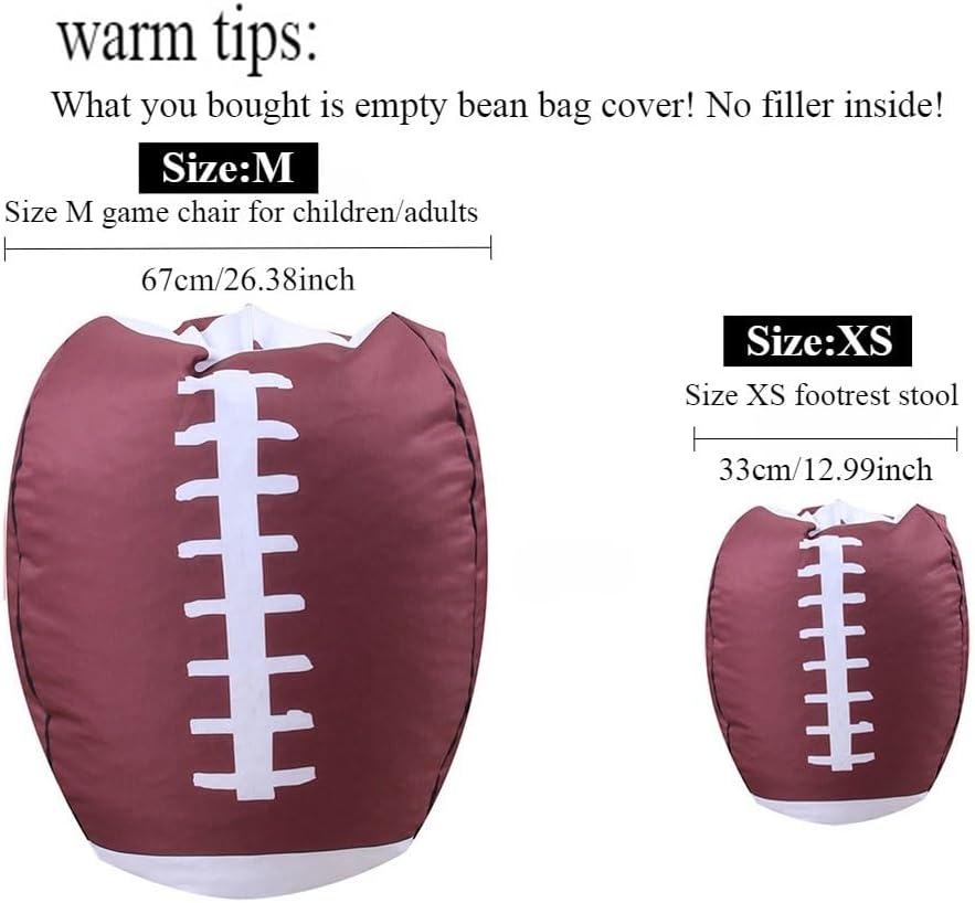 SXBCyan Children Football Bean Bag Cover（No Filler） Bean Bag Chair for Kids Adults Football Bean Bags Organizing Plush Toys for Girls and Boys Unpadded Seat Cushion Cover Gaming(Rugby,M-Sofa Cover)