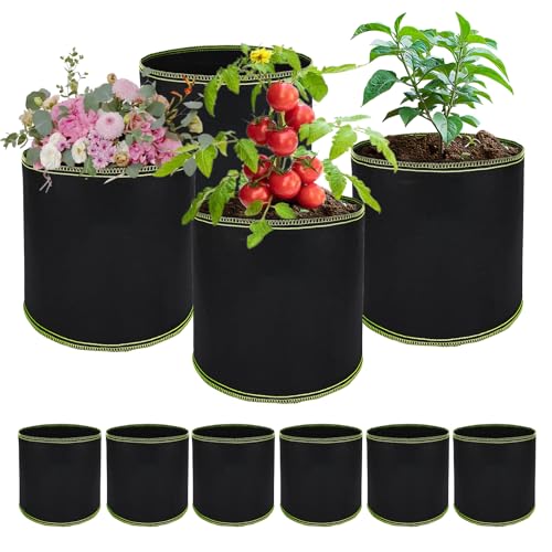 LUMOOM Lot de 10 sacs de plantation pour tomates, pommes de terre, 4 l, très résistants, en tissu épais, 1 gallon, réutilisables, pour légumes, fraises, fleurs (18 x 15 cm)