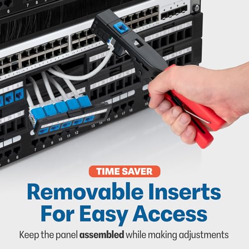 Image of Everest 24 Port Keystone Patch Panel (1-Pack) - Removable 6-Port Panels | Use with Slim Profile Keystones ONLY (Wider Jacks May not fit Side by Side)