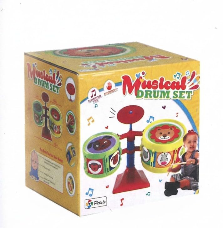 Image of Musical Drum Set Drum Set Junior Musical Band Instruments with 2 Drums, 1 Dish & 2 Sticks for Kids