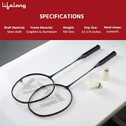 Image of Lifelong Badminton Racquets ACE100 Aluminium Pair (LLBDR21, Black)