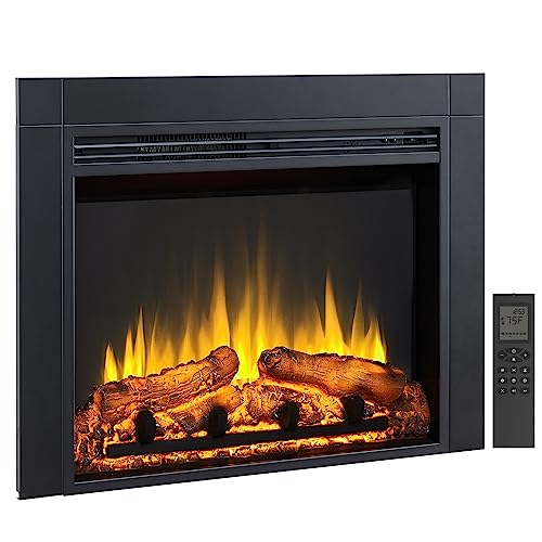 Image of Legend Flame Jaden 32'' W x 25'' H (EF455) Electric Fireplace Insert with Front Trim Kit, Fire Crackling Sound, 750W /1500W Heater, Remote Control, Black