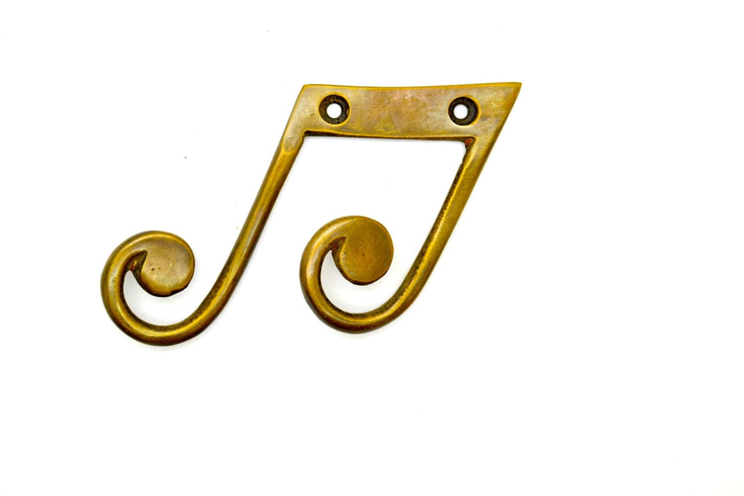 Foundryman Copper - Musical Note Brass Wall Hook - Vintage Inspired Treble Cleff Door Or Bathroom Hook - 3" X 3.5"
