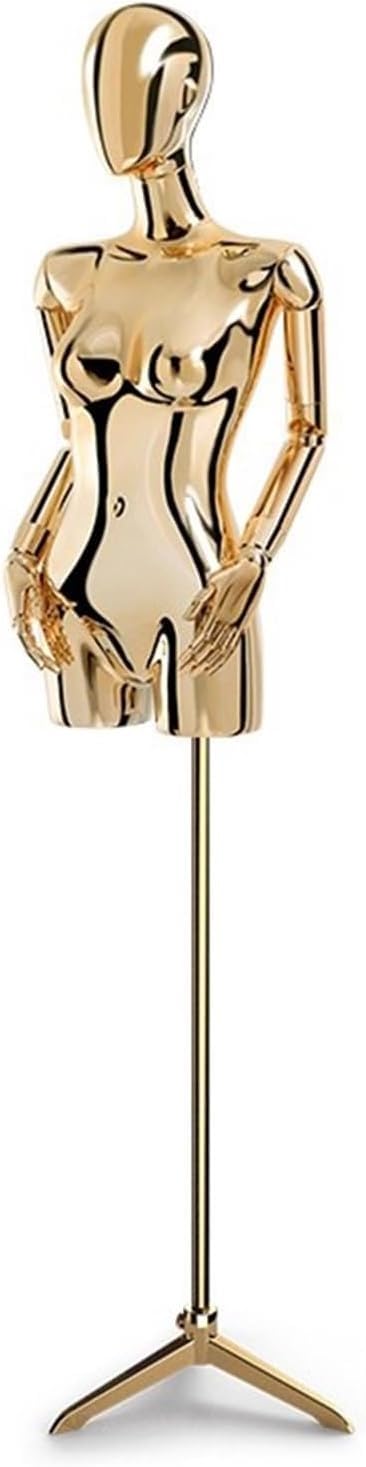 CONGRUI Half Body Retail Mannequins With Triangular Base Adjustable Height Of 60.62-78.74in, Detachable Manikin(Gold)