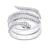 Sterling Silver CZ Snake Serpent Large Cocktail Ring size J to U (L)