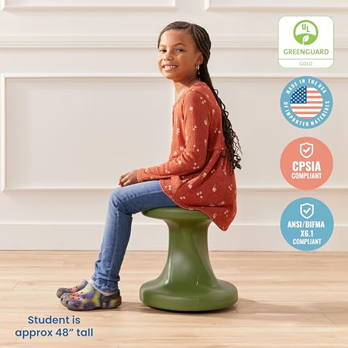Image of ECR4Kids Twist Active Wobble Stool, 14in Seat Height, Classroom Furniture, Hunter Green