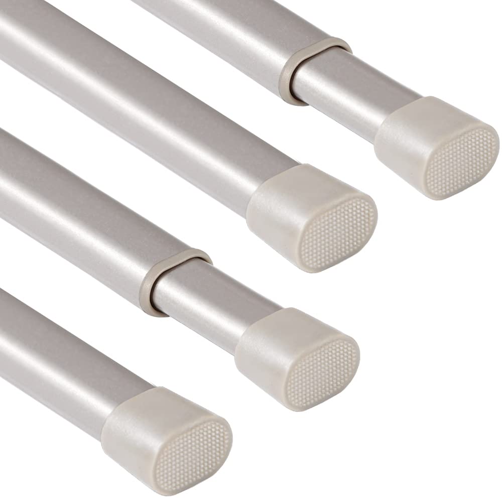 H.VERSAILTEX 4 Pack Spring Tension Curtain Rods 22-36 Inch Lightweight Tensions Rods Securely in Place; Easy to use/Install for Kitchen/Bathroom/Wardrobe, Durable Sturdy Rods, Nickel