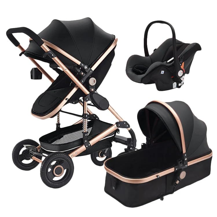 Infant Newborn Baby Pram – 9 in 1 Convertible Stroller with Cradl...