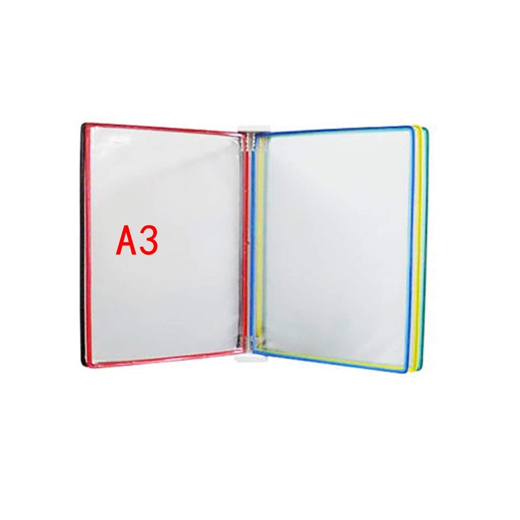 OLSKFUH Wall Mount Reference Display System, Hanging Wall File Organizer,Document Display Holders A3 With 5 Panels And 10 Pockets 45 * 32 4.5Cm,Folders,B