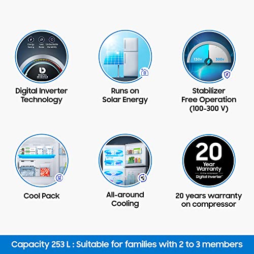 Image of Samsung 253 L 3 Star Digital Inverter Frost Free Double Door Refrigerator (RT28A3453BX /HL, Luxe Black, 2022 Model)