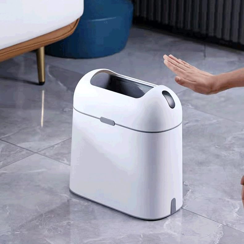 Smart Bathroom Trash Can Automatic Bagging Can Touchless Narrow Smart Sensor Garbage Bin Smart Home(E) image 4