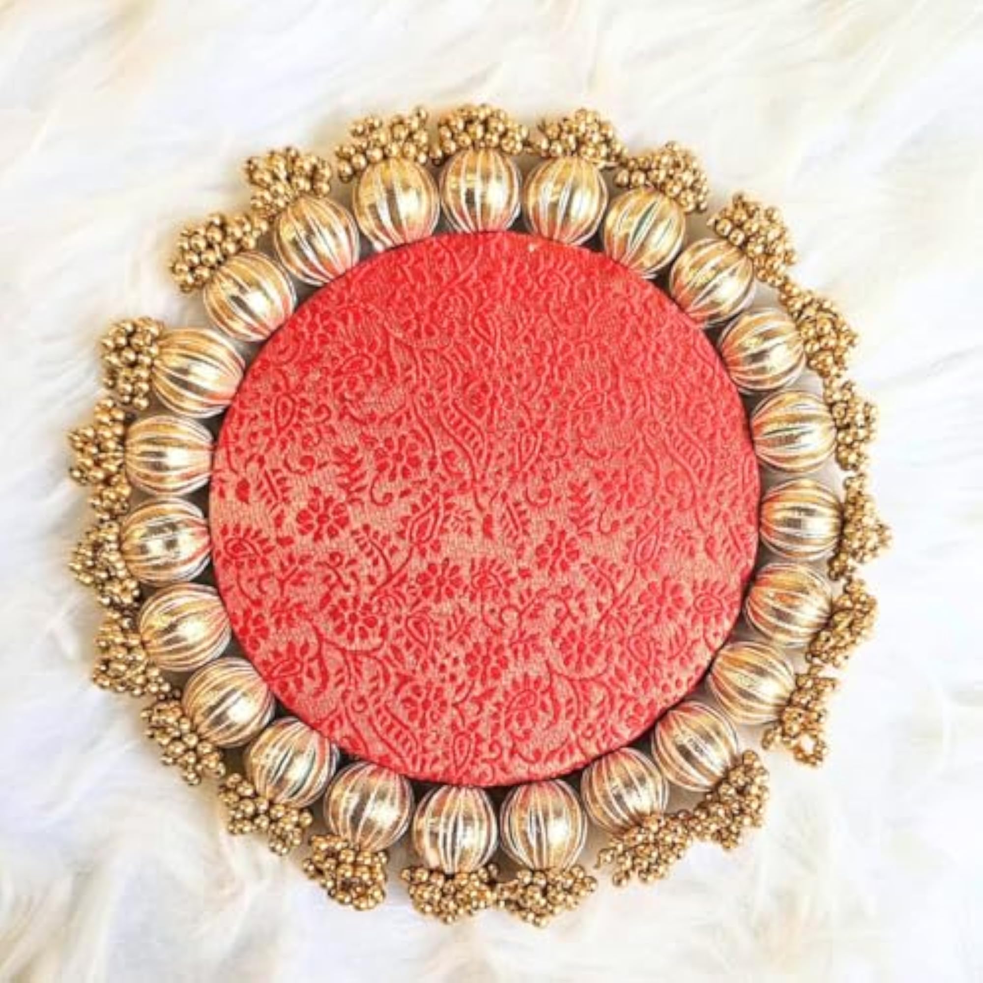 1 Pc Jhumki Platter with Gota Patti & Golden Moti