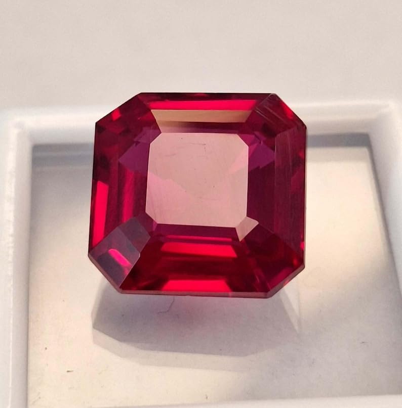 Image of Natural Dark Pink Sapphire Asscher Cut 13-15 Ct Loose Certified Gemstone Ideal Gems for Fine Jewelry Design, Bespoke Rings, Pendants