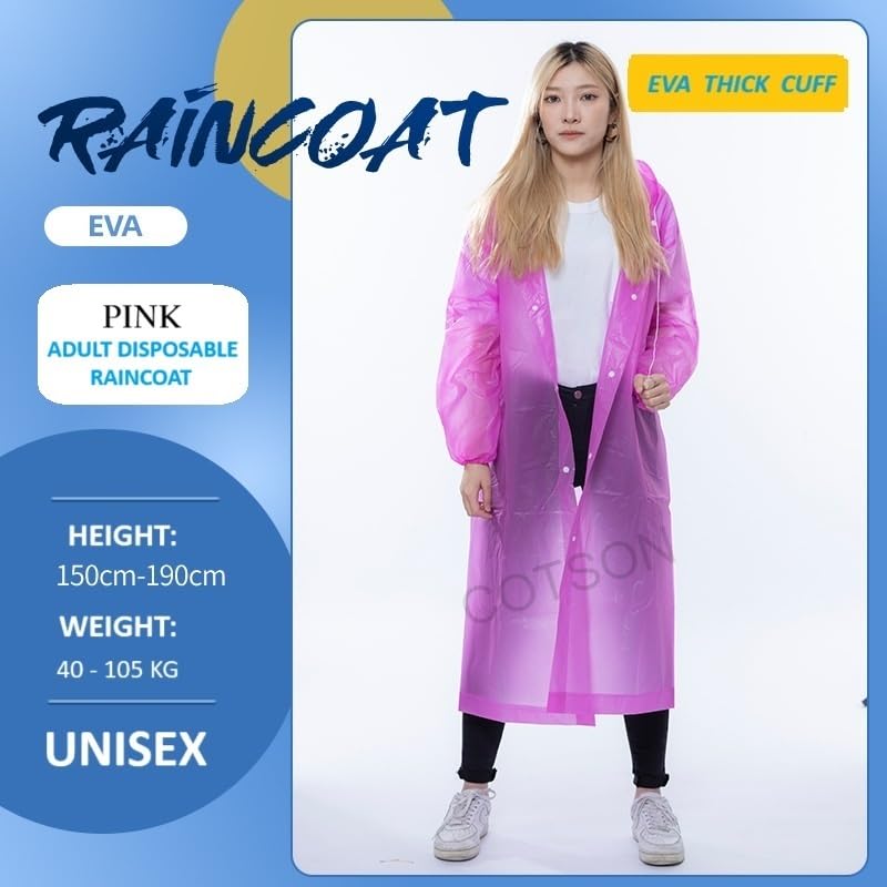 Image of EVA Waterproof Rain Coat Hooded Universal Outdoor Water Resistant Rainwear Suit for Men Women Boys & Girls (Universal)