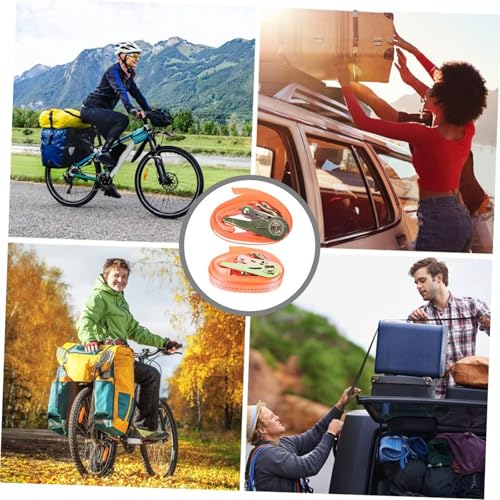 4 Stück Spanngurte mit Ratsche Zurrgurt 2 m Lang 25 mm Breit Belastbar bis 800 kg Zurrgurt Orange Wetterfeste Basic Spanngurt Entspricht DIN EN 12195-2, für Ladungssicherung, LKW, Container, Trolleys