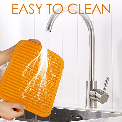 Image of Silicone Trivets for Hot Pots and Pans, 9 * 12 inch Orange Silicone Hot Pads Pot Holders for Kitchen, 2 Pack Trivet Mat for Hot Dishes, Hot Pot Mats Hot Plates for Table Hot Dishes, Jar Opener