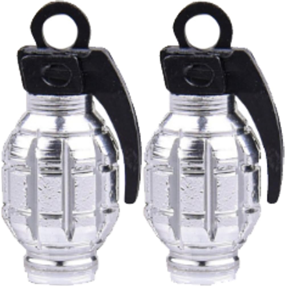 Trik Topz; LLC Valve Caps Grenade Chrome 1 Pair/Pack - HGC-CH-2PK